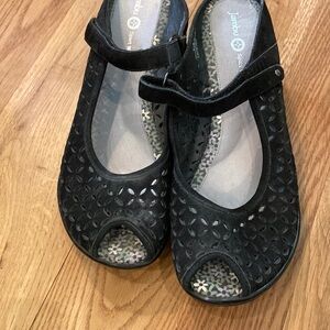 Jambu Black Mary Jane Flats with Textured Design